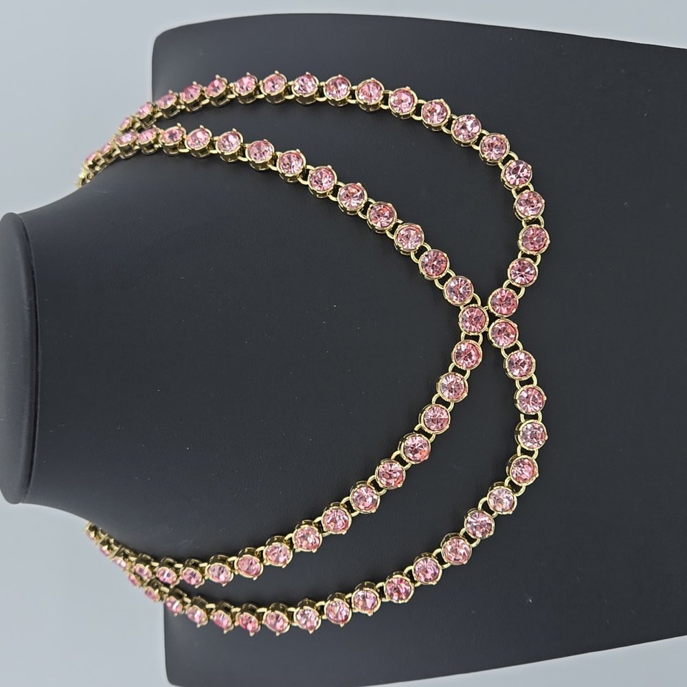 J. Crew Pink Crystal Criss-Cross Necklace